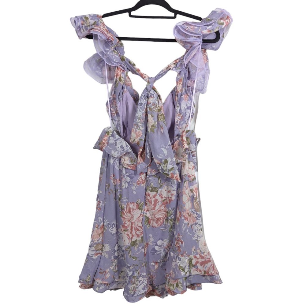 NWT Rosevelt Purple Floral Ruffle Mini Dress Size 1x Plus Size - Picture 7 of 11